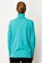 Women's Full Turtleneck Sweater with Slit at the Sleeve End, Dark Green - 3
