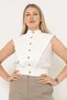 Solid Buttoned Sleeveless Top - 2