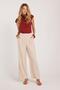 Women's Regular Fit Classic Cut Velcro Closure Palazzo Beige Trousers - 5
