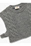 Crew Neck Sleeveless Tie-Up Detailed Crop Knit Sweater - 3