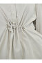 Oversized Drawstring Detail Shirt with 3/4 Sleeve - 3