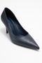 Marcus Navy Blue Leather Women's Heeled Shoes - 3