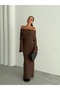 Women's Madonna Collar Patterned Knitwear Dress - 3