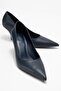 Marcus Navy Blue Leather Women's Heeled Shoes