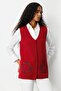 Women's V-Neck Pocket Crocheted Wool Vest V.Churugi - 2