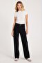 Women's Regular Fit Classic Cut Cotton Wide Leg Black Jeans - 4