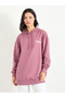 Women Pink Embroidered Longline Hoodie - 3