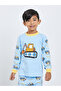 Boys Blue Tractor Print Top and Pyjama Set - 3