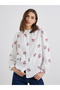 Women Floral Print Stand Collar Oversized Shirt - 3