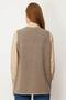 Women's V-Neck Embroidered Short Wool Vest K.Beige - 3
