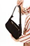 Women's Black Tiger Suede Baguette Shoulder Bag - 7