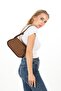 Women's Brown Tiger Suede Baguette Shoulder Bag - 4