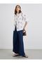 Women Floral Print Stand Collar Oversized Shirt - 2