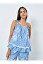 Damask Ruffled Hem Tank and Pyjama Set - 3