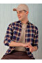 Men Checked Spread Collar Shirt