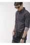 Men Navy Blue Slim Fit Striped Casual Shirt