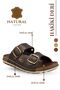 Genuine Leather Men's Slippers with Double Velcro Straps Orthopedic Comfortable Sole Daily Slippers Tm Brown