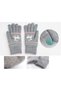 Women's Gloves, Flippy, Reindeer Pattern, Touchscreen Function, Knitted Acrylic Material, Gray - 13