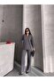 Women's Zippered Polo Neck Sweatshirt Wide Leg Pants Set