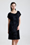 Lycra Viscose Mini Viscose Dress |   Blz36387 Black Batik - 4