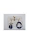 Eight-Cornered Gold Pink Stone Star Navy Blue Drop White Flower Polymer Clay Dangle Multiple Earrings - 3