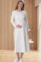 Women's Ecru Special Design Lace Cotton Maternity Nightgown - 5