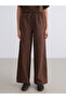 Lcw Vision Brown Elastic Waist Patterned Wide Leg Women's Trousers - 3