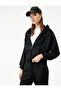 Shardonlu Hooded Printed Glitter Pocket Detailed Zippered Sweatshirt - 2