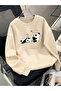 سويت شيرت بياقة دائرية مطبوع عليه Sleepy Panda
