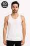 White Strap Men's Undershirt Economic Package 10 Pieces 100% Cotton