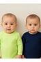 Baby Organic Cotton Long Sleeve Green Navy Blue Bodysuit Set of 2