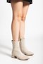 Women's Beige Soft Mid-Sewn Boots with Zipper and Short Heel for Daily Wear 600 - 5
