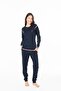 20118 Women's Navy Blue Round Neck Long Sleeve Pajama Set - 2