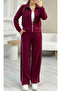 Women's Stylish Hooded Zippered Striped Tracksuit Set Modal Fabric