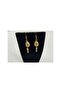 Drop Beige Gold Chained Dangle Polymer Clay Earrings - 3