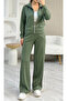 Women's Stylish Hooded Zippered Striped Tracksuit Set Modal Fabric