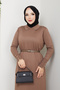 Women's Belted Button Detailed Mercerized Knitwear Dress - 2