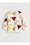 Ecru Crew Neck Floral Girl's Sweatshirt - 4