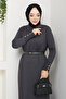 Women's Belted Button Detailed Mercerized Knitwear Dress - 6