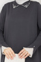 Women's Lace Sleeve Shirt Collar Dress - 6