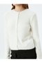 Long Sleeve Round Neck Buttoned Plush Cardigan - 5