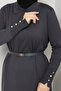 Women's Belted Button Detailed Mercerized Knitwear Dress - 7