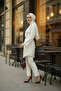 Ecru - 100% Cotton Pocketed Belted Women's Hijab Kimono 1166-Tes - 7