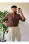 Bitter Brown White Striped Modal Fabric Shirt Top Quality Fabric Men's Can Be Combined with Women's - 5