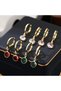 Women's Gold Color Dangle Round Stone Earrings - 2
