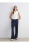 Navy Blue Women's Sweatpants with Elastic Waist