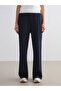 Navy Blue Women's Sweatpants with Elastic Waist - 3