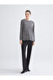 Alita City Lcw Grace Black Combed Cotton Patterned Oval Neck Long Sleeve Women's Blouse with a Difference - 3