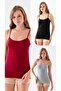 Women's Black Burgundy Gray 3-Pack String Strap Lycra Tank Top - 4