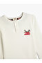 Pajama Top with Embroidered Detail Buttoned Round Neck Long Sleeve - 3